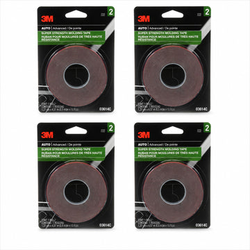 Super Strength Molding Tape by 3M – 1/2 Inch x 15 Ft, 4 Rolls, VHB, Black, Pack of 3, Model 3614