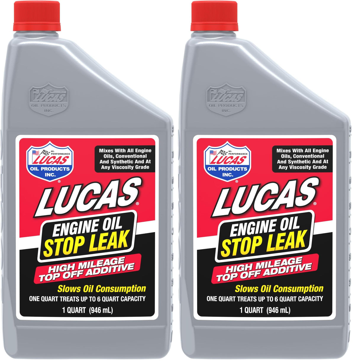 11100 Engine Oil Stop Leak Top Off Additive - 1 Quart (Pack of 2) by Lucas Oil – One Size (Pack of 2), Multi, Pack of 2, Model LUCA11100