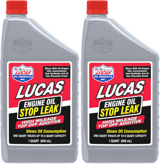 11100 Engine Oil Stop Leak Top Off Additive - 1 Quart (Pack of 2) by Lucas Oil – One Size (Pack of 2), Multi, Pack of 2, Model LUCA11100