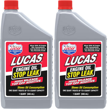 11100 Engine Oil Stop Leak Top Off Additive - 1 Quart (Pack of 2) by Lucas Oil – One Size (Pack of 2), Multi, Pack of 2, Model LUCA11100