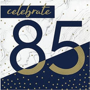 Creative Converting Navy and Gold 85th Birthday Napkins, 6.5"