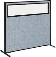 Global Industrial 48-1/4"W x 42" H Freestanding Office Partition Panel with Partial Window, Blue