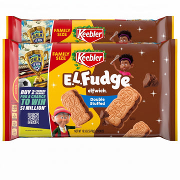 E.L. Fudge Double Stuffed Elfwich Cookies Family Size 16.9 oz (Pack of 2) by Keebler – 16.9 Ounce (Pack of 2), brown, Pack of 2, Model 00027800067828