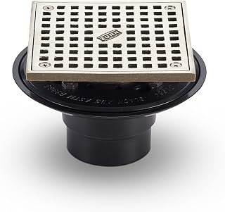 Zurn FD2254-AB2-S5 ABS Square Shower Drain with 5" Square Nickel Head Assembly, 2"