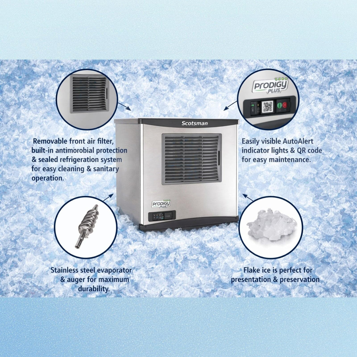 Prodigy Plus Flake Ice 22" Ice Maker - 800 lb/Day by Scotsman – 800 lb / Day - No Storage, 0.0 pounds, Model FS0822AX-1