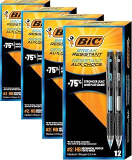 BIC Break-Resistant Mechanical Pencils with Erasers, No. 2 Medium Point (0.7mm), 12-Count Pack, Perfect Teacher Appreciation Gifts (Pack of 4)