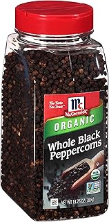 McCormick Organic Whole Black Peppercorns, 13.75 oz