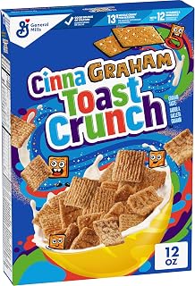Cinnamon Toast Crunch Cinnagraham Breakfast Cereal, Whole Grain, 12 oz | Graham Cracker Flavor, Cinnadust Cinnamon Sugar, Crunchy Squares, 12 Vitamins & Minerals