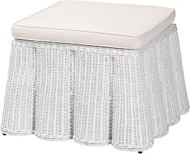 White Rattan Ottoman by bali & pari