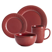 Rachael Ray Cucina Stoneware Dinnerware Set, 16 Piece, Cranberry Red