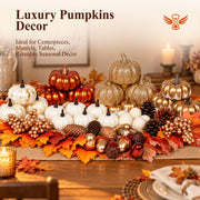 Keeplush Artificial Pumpkins Set, 52 Pieces, Gold Silver White