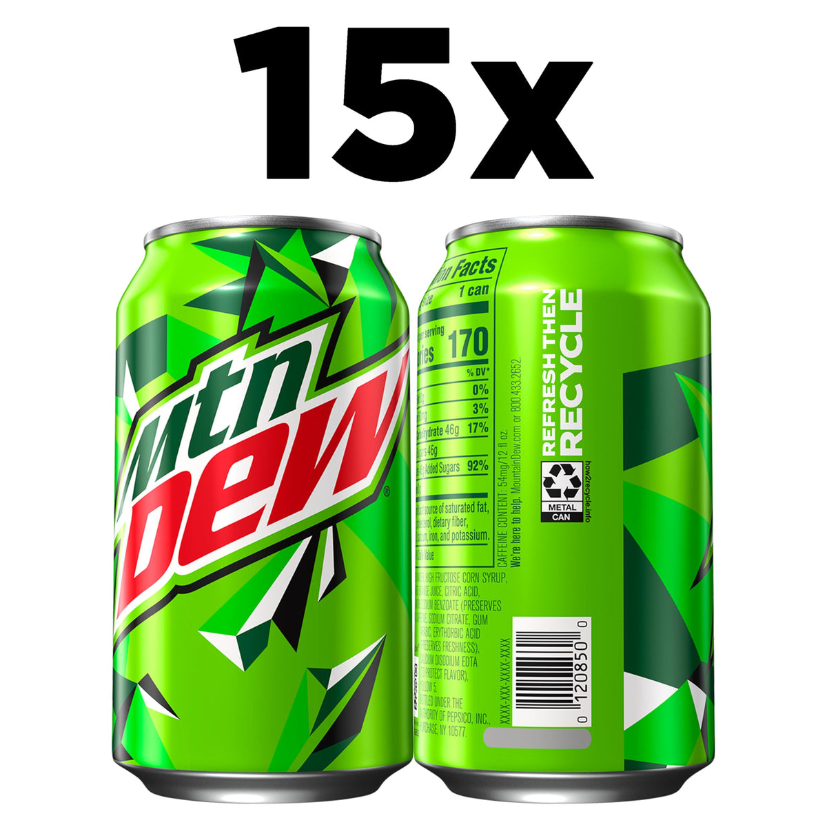 12 oz (pack of 15) by Mountain Dew – 12oz Cans (15 Pack)