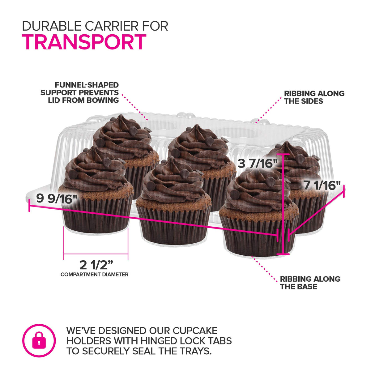 6-Compartment Plastic Cupcake Containers Disposable (240 Count) Clear Container with Connected Dome Lid by Stock Your Home – Jumbo/Large, 8.4 ounces, clear, Model SYH-2336-Case