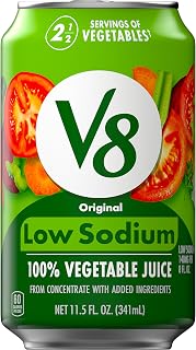 V8 Low Sodium Original 100% Vegetable Juice, 11.5 fl oz Can (Pack of 6)