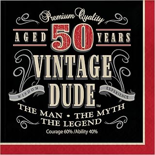 Creative Converting 16 Count Vintage Dude 50th Birthday Lunch Napkins