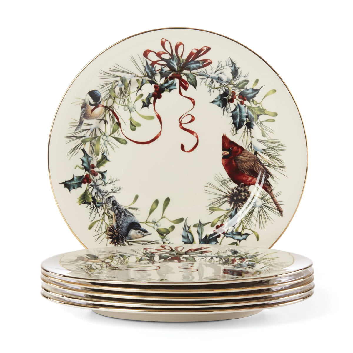 Lenox Winter Greetings Porcelain Dinner Plates, 10.75 Inch, Set of 6