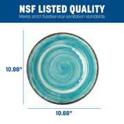 Mingle Resuable Plastic Plate Dinner Plate with Pottery Style for Home and Restaurant by Carlisle FoodService Products – Dinner Plate11 Inches, 0.49732 ounces, Melamine, Aqua