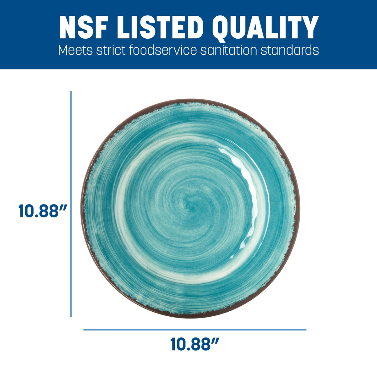 Mingle Resuable Plastic Plate Dinner Plate with Pottery Style for Home and Restaurant by Carlisle FoodService Products – Dinner Plate11 Inches, 0.49732 ounces, Melamine, Aqua