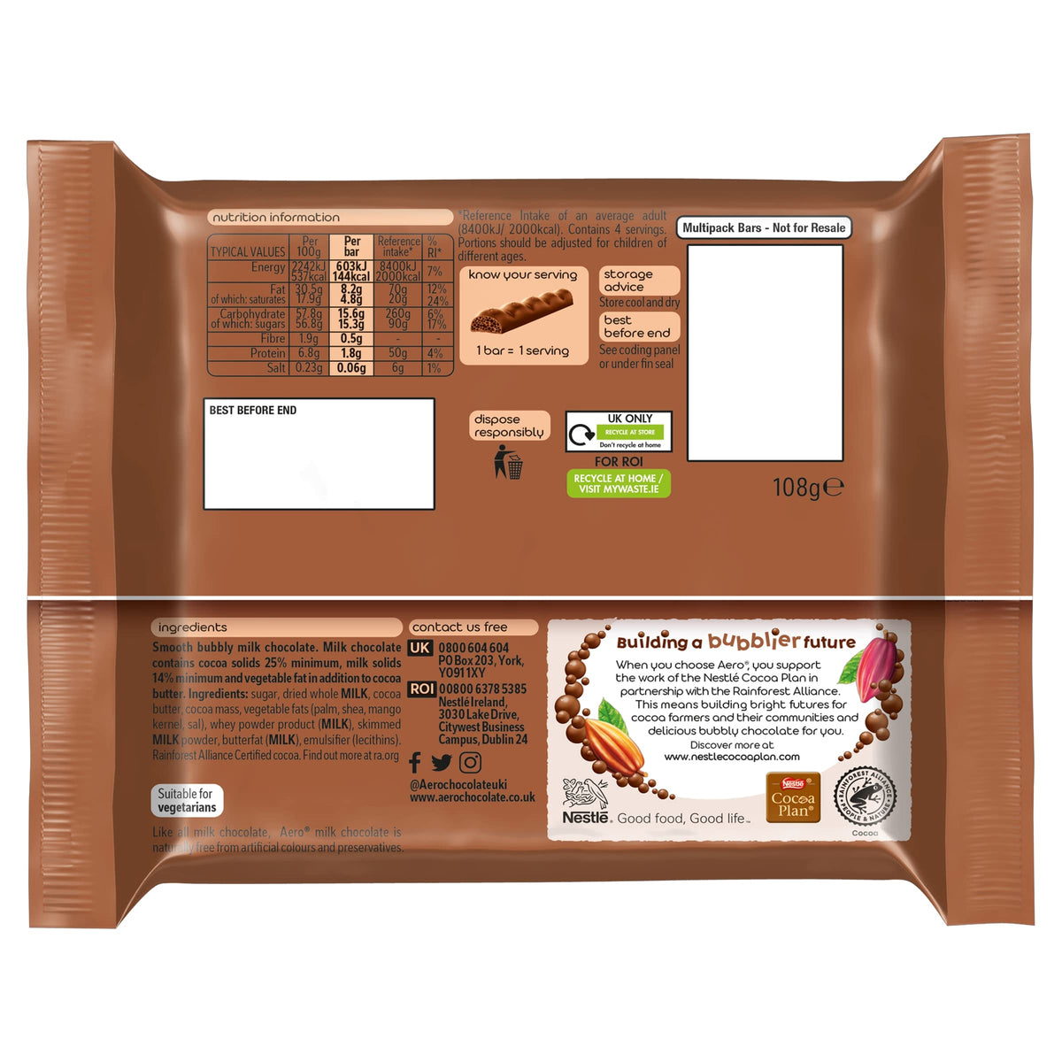 Milk Chocolate Multipack by Aero – 27 grams, Model 107116548