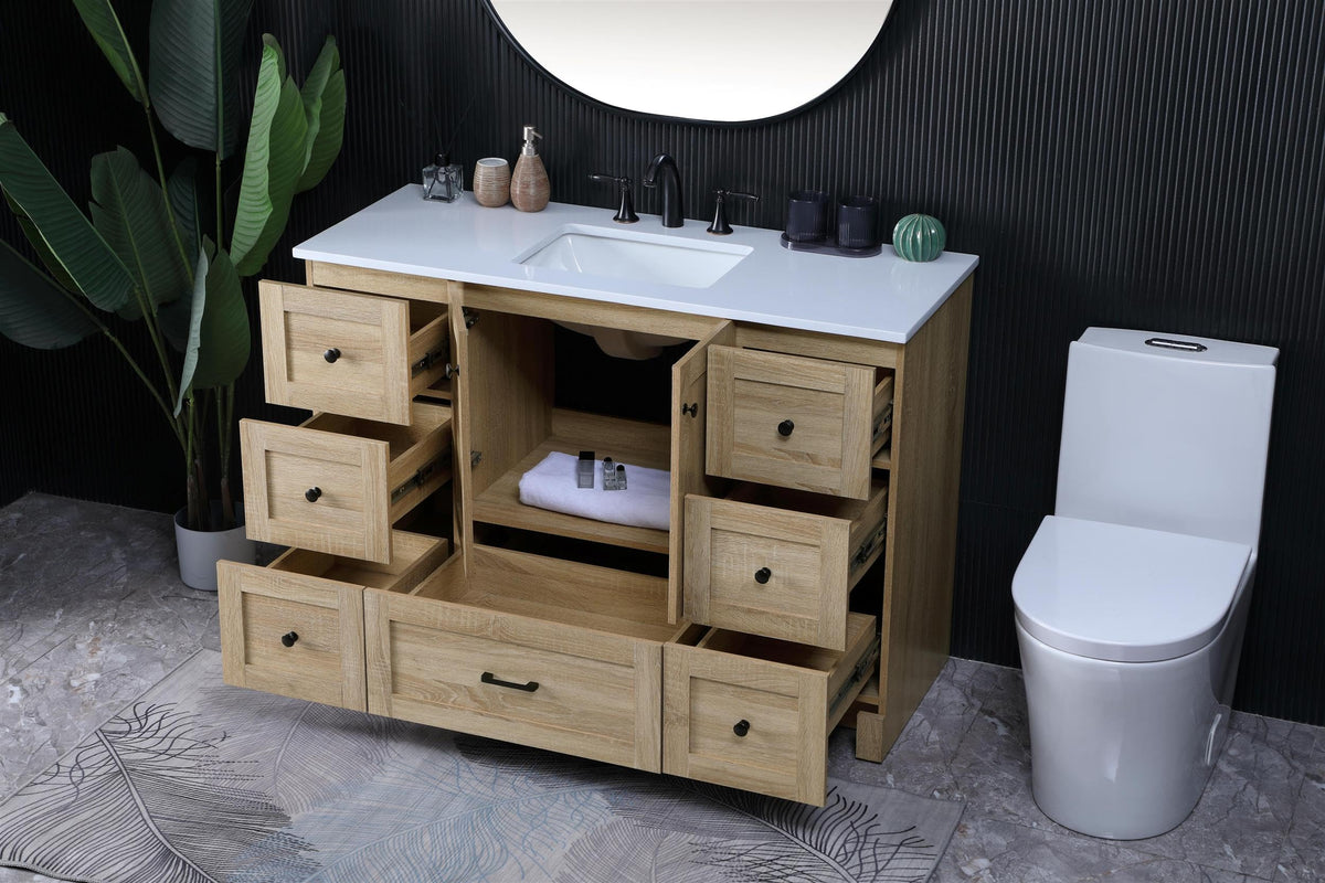Elegant Kitchen And Bath 48 Inch Single Bathroom Vanity In Mango Wood by Elegant Lighting – 19.00" W x 34.00" H x 48.00" D, Mango Wood, Model VF2848MW
