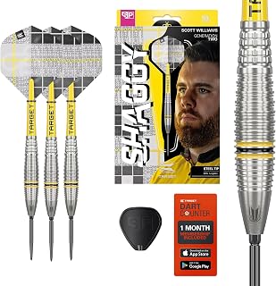 Target Darts Scott Williams Generation 2 Swiss Point Steel Tip Dart Set, 23G/25G | Player Edition G2 90% Tungsten Darts, Pro Ultra No.2 Flights, Pro Grip Tag Shafts & SP Tool