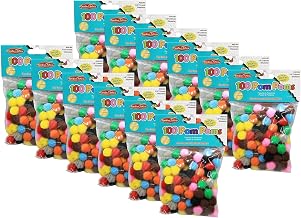 CLI Charles Leonard 1/2-inch Pom-Poms, Assorted Colors, 100/Pack, 12 Packs (CHL69100-12)