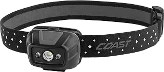 Coast® FL19 365 Lumen Dual Color (White & Red) LED Headlamp, Batteries & Hard Hat Clips Included, Grey