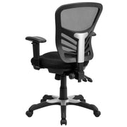 Nicholas Mid-Back Black Mesh Multifunction Executive Swivel Ergonomic Office Chair with Adjustable Arms by Flash Furniture – 4 Pack, Model 4-HL-0001-GG