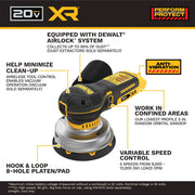 Sander, 20V MAX XR 5 in Random Orbital Sander, Cordless () by DEWALT – Black, Yellow, Model DCW211B