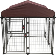 Deluxe Outdoor Dog Kennel with Cover by TRIXIE – 4 x 4 x 4.5 ft, Alloy Steel, Black/Burgundy, Model 39211