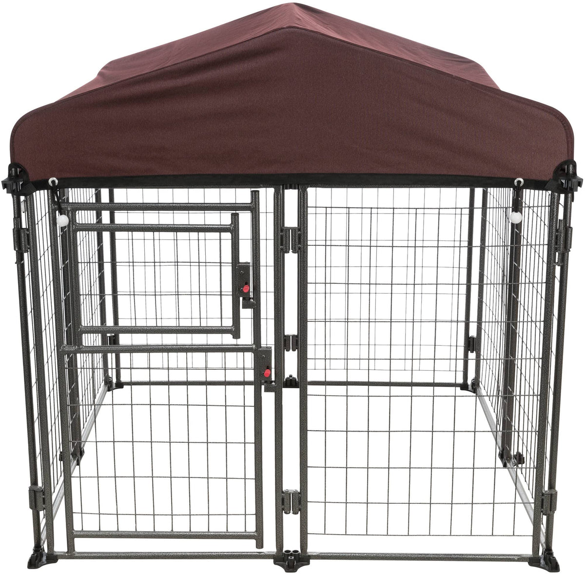 Deluxe Outdoor Dog Kennel with Cover by TRIXIE – 4 x 4 x 4.5 ft, Alloy Steel, Black/Burgundy, Model 39211