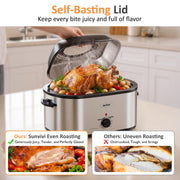 Sunvivi Electric Roaster Oven, 28 Quart Capacity, Silver