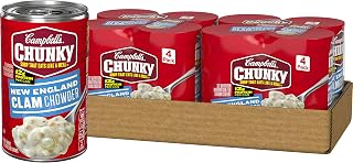 Campbell's Chunky New England Clam Chowder, 18.6 oz. Can, 4 Count (Pack of 2)