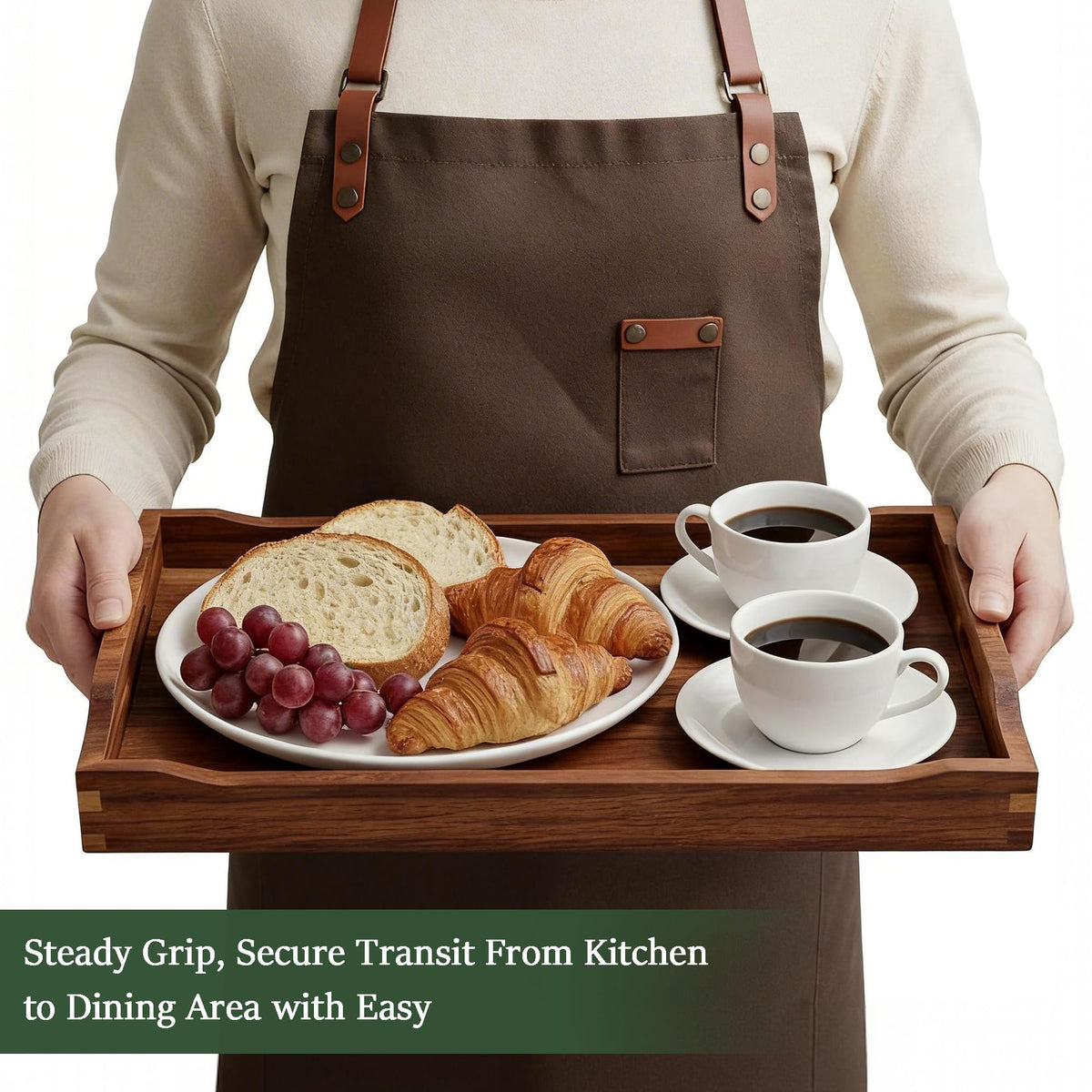 Plusinthebox Acacia Wood Serving Tray, 16.9 x 12 Inch, Natural