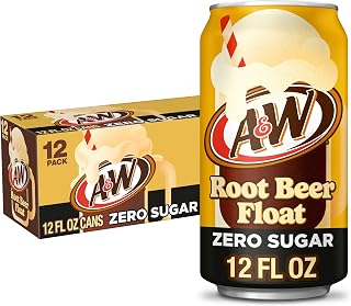 A&W Root Beer Float Zero Sugar Soda, 12 fl oz cans, 12 pack