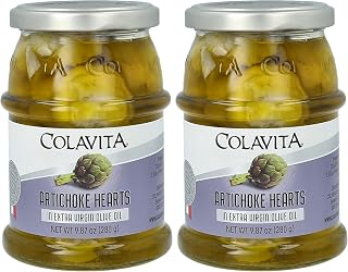 COLAVITA Marinated Vegetables - Artichoke Hearts in EVOO, 9.87oz Jar (Pack of 2)