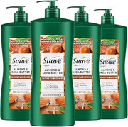 Suave Moisturizing Conditioner with 100% Natural Almond & Shea Butter, Deep Conditioning Care for Dry, Damaged Hair, No Parabens, Phthalates, or Dyes, 4 Pack, 28 FL OZ EA