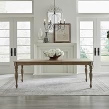 Liberty Furniture Magnolia Manor Rectangular Leg Table - Traditional Dining Room Table - 18 Inch Leaf - Weathered Bisque aok Wood