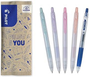 PILOT - Set of 5 Pop'Lol - Gel Ink Roller - Printable and Refillable - Smooth Writing - Pastel Colours Green, Purple, Pink, Orange + Blue - Medium Tip