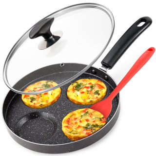 4-Cup Nonstick Egg Frying Pan with Lid by Modern Innovations – 4-Cup, 4.0 cups, Aluminium Alloy