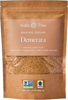 India Tree Demerara Sugar, 1 lb (Pack of 4) | Large Golden Crystals