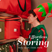 Handy Laundry Ornament Storage Box, Holds 64 Items, Adjustable Dividers, Red