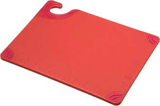 San Jamar Saf-T-Grip Cutting Board With Molded-In Ruler, Plastic Chopping Board for Kitchen, 9" x 12" x 0.35", 6 Count, Red