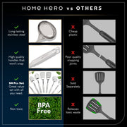 Home Hero Kitchen Utensil Set, Stainless Steel Tools, 54 Piece Silver