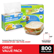 Clear Fold Top Sandwich Bags 800 Count by Stock Your Home – One Size, Plastic, Clear, Pack of 800