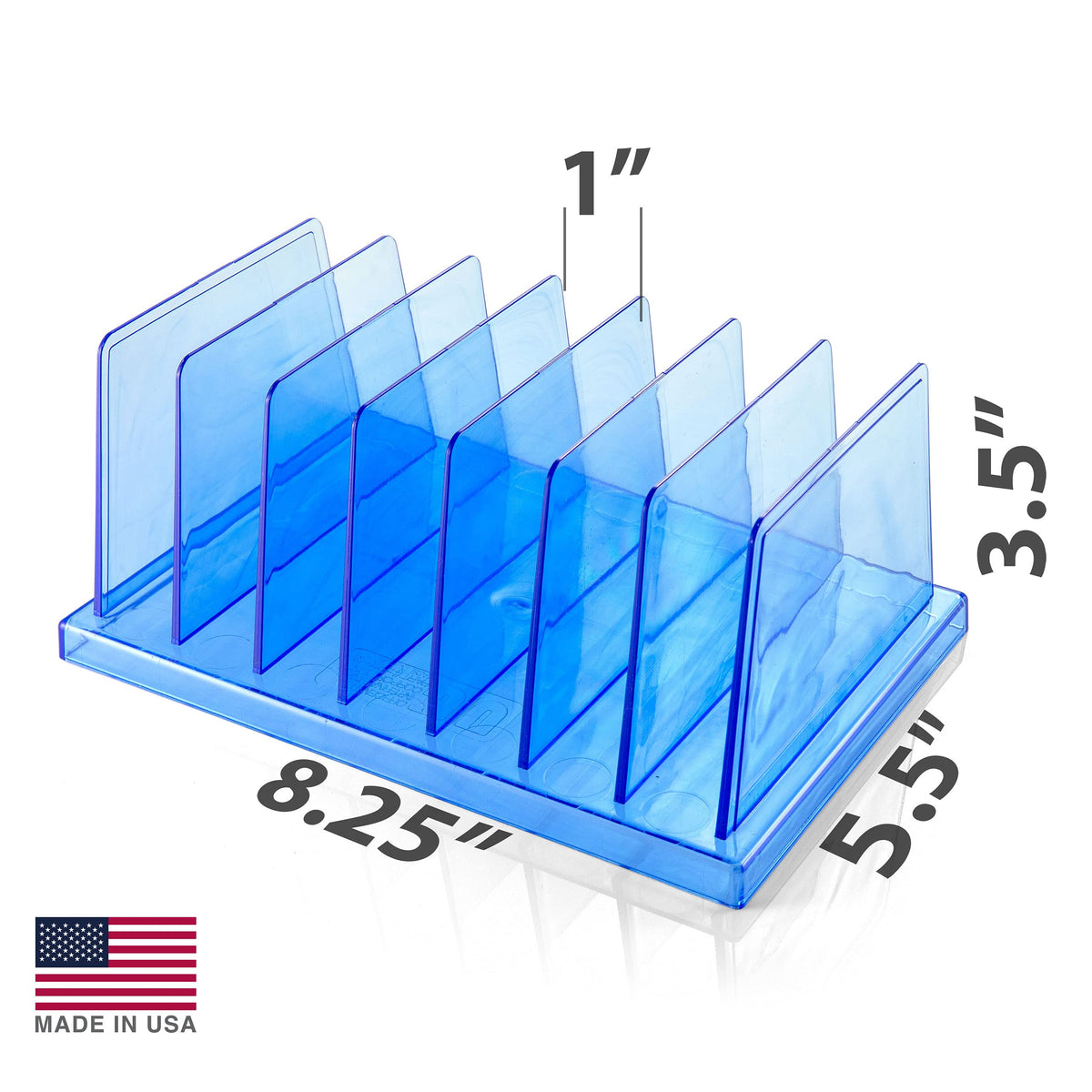 Blue Glacier Standard Sorter by Officemate – 5 x 8.25 x 25 inches, 7 unknown_modifier, Plastic, Transparent Blue, Model 23214
