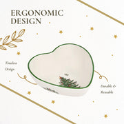 Spode Christmas Tree Earthenware Dip Bowl, Heart Shape, Multicolor