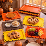 Meanplan Plastic Serving Trays, 14.4 x 9.3 Inches, Set of 12 in Fall Colors