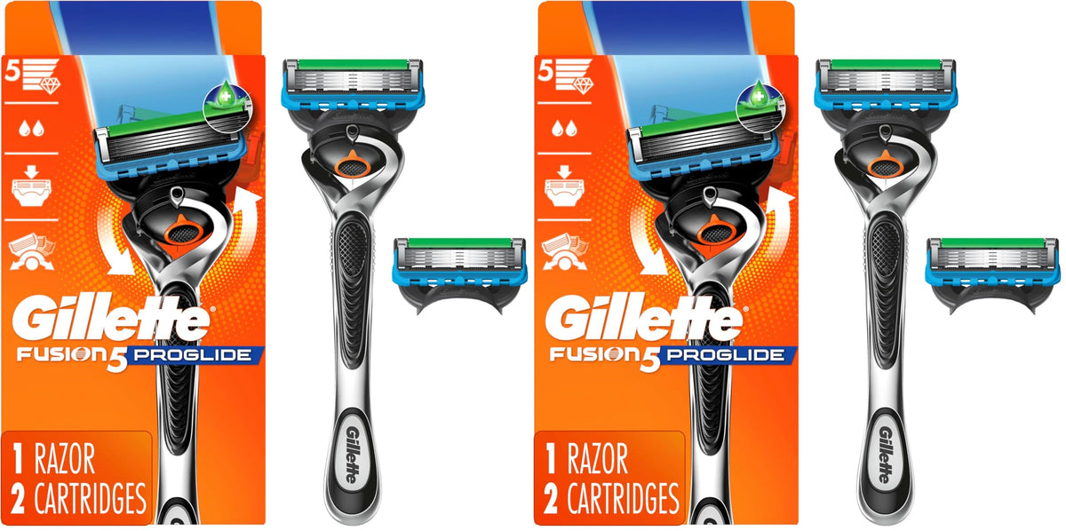 Gillette 1 Razor + 2 Refills (Pack of 2) / ProGlide 1 Handle + 2 Refills / 1 Count (Pack of 2) Cartridge Razors