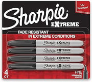 Sharpie Extreme Permanent Markers, Fine Point, Black, 4 Count - Fade Resistant Against Both Wet and Dry Outdoor Elements